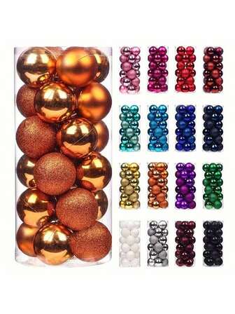 24/36pcs Tree Ornaments - Fall-Proof Tree Ornaments Hanging Balls, Suitable For Festive Wedding Party Decorations (1.18/1.57/1.97/2.36 Inches), Decorations, Tree Decorations,