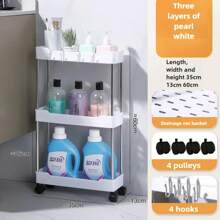 Multi - Layer 360 °   Rotating Storage Cart In ABS - Space - Saving, For Dorms & Kitchen,Bathroom,Non-Slip And Durable