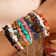 12pcs Bohemian Natural Stone Bracelet Set, Suitable For Men And Women - Amethyst, Labradorite, Turquoise And Rose Quartz Beads - Perfect Gift