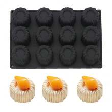 1pc Cylinder/Heart Shaped Silicone Mold, Suitable For Cake Decoration, Mousse, Jelly, Chocolate, Heat-Resistant For Home Baking. Ideal For Daily Homemade Desserts To Satisfy Family's Taste, Party Gatherings To Make Delicate Sweets For Convenient Serving And Festive Atmosphere - Black - View 6
