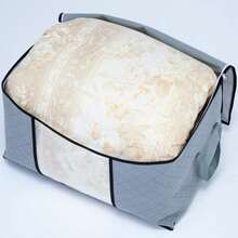 1Pc Large Capacity Storage Bag,Non-Woven Quilt Storage Bag, Quilt Travel Moving Storage Packing Bag, Clothes Luggage Storage Bag, For Seasonal Storage And Organization Decorations Autumn Decor Festival Decor Room Decor Home Decor Fall Decor Bedroom Decor - Solid Color - View 3