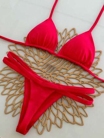 New Arrival European And American Style Women Tie Neck Triangle Cup Beach Sexy Swimsuit, Hot Spring Bikini