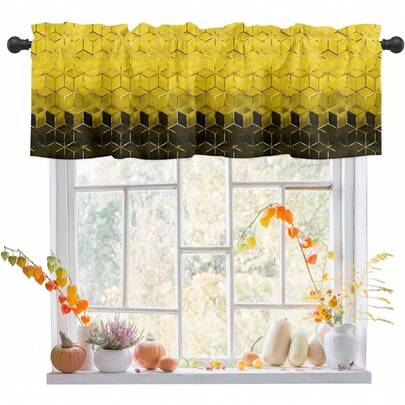 Burnt Orange Black Farmhouse Short Window Curtain Valances Cortinas Para La Sala, Modern Geometric Abstract Art Watercolor Rod Pocket Curtains For Bedroom Kitchen Valances For Living Room Bedroom Bathroom Cafe, 1 Panel - 60" X 18" Room Short Curtains Bedroom Living Room Short Curtains For Living Room Decor Ideal Curtain Decor Bedroom Decor Home Bedroom/Living Room/Nursery/Kitchen/Dining Room Short Curtains Draperies Cortinas Para Cuartos Curtains For Bedroom Cortinas Para La Sala