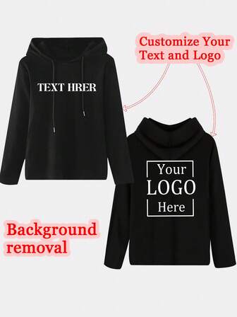 Customized Women Long Sleeve Hoodie - Custom Text/Name/Logo/Pattern/Photo/Family/Pet/Friend/Party/Team Logo/Create Your Own Exclusive Top