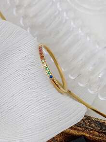 1pc Stainless Steel Rhinestone Inlaid Minimalist Design Fashion Ring For Women - Star - View 6