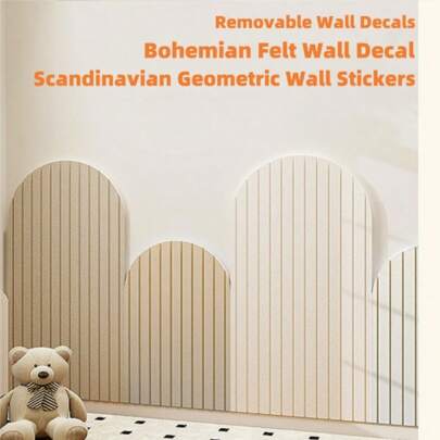 1pc Bohemian-Style Creative Wall Sticker, Nordic Minimalist Geometric Pattern, Arch-Shaped Decorative Background Wall Covering, Suitable For Bedroom, Living Room, Office, Classroom - Felt Bulletin Board, Photo Display, Memo Board Wallpaper Wall Paper Wall Stickers Room Decor Wall Decor Personalised Stickers