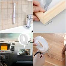1 Roll Heavy Duty Double Sided Tape Reusable No Trace Strong Adhesive DIY Craft Acrylic Nano Tape Multipurpose Removable Washable Transparent Mounting Nano Adhesive For Home Office Car Items
