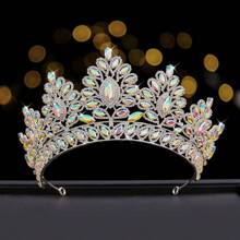 Corona de boda de cristal multicolor, tiara nupcial con brillos de lujo para mujeres, elegante corona de novia estilo europeo