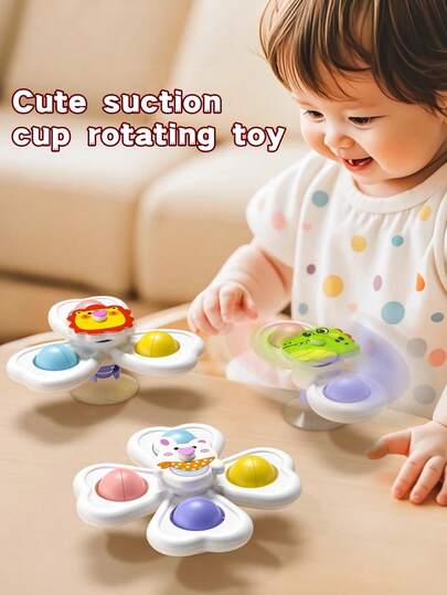 3 Pcs Suction Cup Spinner Baby Toys- Baby Sensory Toys & Early Education Toys For Babies & Toddlers, Baby Bath Toys , Spinning Toys For Toddlers 1-3th Toys ,Sensory Toys , Dining Chairs Toys, Birthday Gifts For Baby Boy Girl , Suitable For Daily Use Of Babie,Baby Essentials,Baby Accessories,Montessori Toys,Toddler Toys,Baby Toys 1 Year