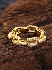 1枚S925纯银戒指，女士永恒戒指，精致珠宝礼品 - 金色 - 查看 4