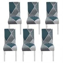6pcs Stretch Printed Chair Covers, Soft Fitted Universal Table Covers, Removable & Washable Spandex Chair Protectors, Home Christmas Decor, Gifts For Men, Gifts For Friends, New Year