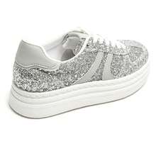 Baskets à Plateforme épaisses Avec Paillettes Et Lacts Classiques - Silver 8911 - View 4