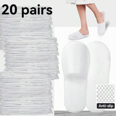 Nuevo modelo de 20 pares de zapatillas desechables, zapatillas para huéspedes suaves y cómodas con suelas antideslizantes, adecuadas para hoteles, hogares y viajes - transpirables con acolchado grueso.