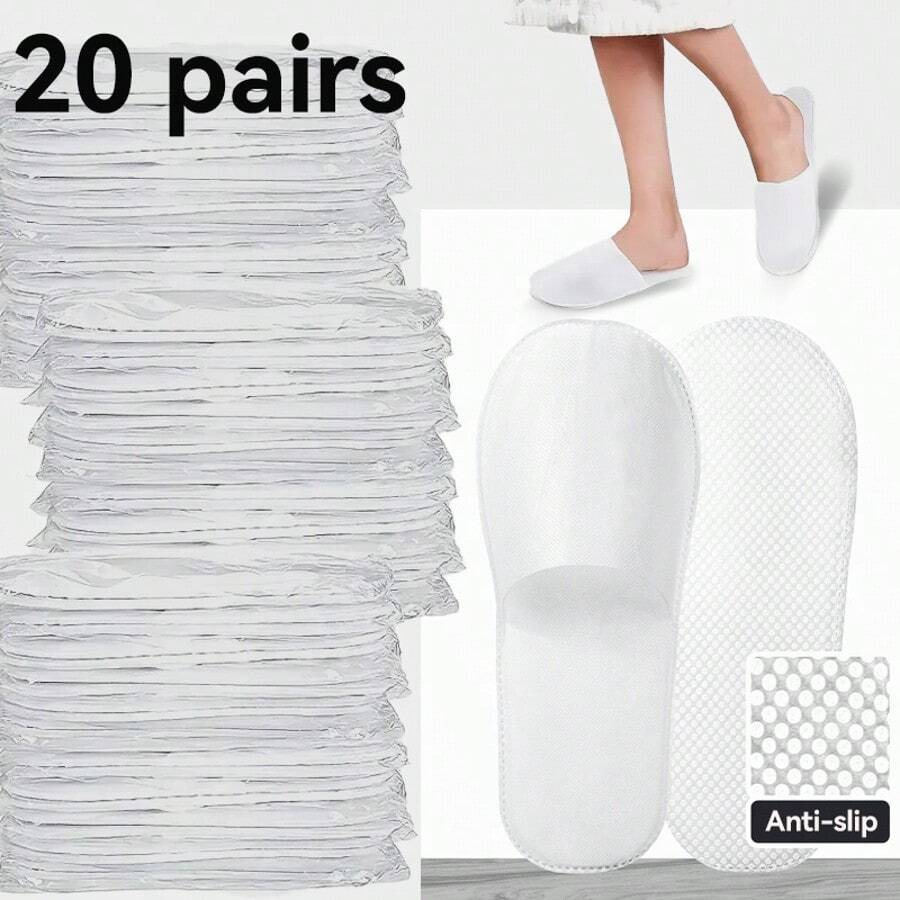 20 Paar Einweg-Hausschuhe, weich und bequem mit rutschfester Sohle, geeignet für Hotels, Zuhause und Reisen - atmungsaktiv mit dicker Polsterung. Isolierung, Galentines, Welpen, Karneval
