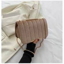 Bolsa elegante e minimalista com alça de corrente bordada em veludo dourado, adequada para deslocamentos diários e eventos noturnos - presente ideal para o Dia das Mães, Ação de Graças, Natal, bolsa transversal para viajantes