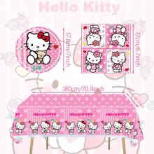 Sanrio 50pcs Sanrio Hello Kitty Party Supplies,Included Birthday Banner,Hanging Vortex,Plates,Napkins,Tablecloth,Includes 1 Pc Birthday Banner,8 PCS Hanging Vortexs, 20 PCS Paper Plates ,20 PCS Napkins ,1 Tablecloth For Hello Kitty Birthday Party Decorations,For Hello Kitty Party Decorations,Hello Kitty Birthday Party Decorations,Hello Kitty Party Decorations