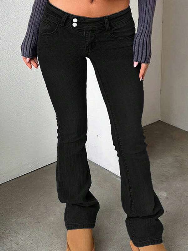 TOP Cross-Border European And American Street Fashion Y2K Hot Girls Tight-Fitting Low-Waisted Women's Bell-Bottom Pants