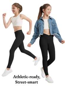 EXARUS 4 Pack Girls Leggings Kids Yoga Pants Crossover V Waist Ankle/Full Length High Waisted For School Casual Dance - BỘ 7 - Xem 2
