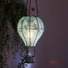 1pc Hanging Outdoor Garden Decor Hot Air Balloon Solar-Powered Rattan Lantern, Handwoven Vine Lampshade, Suitable For Home, Restaurant, Cafe, Tearoom Decor, With Switch Control, Solar Panel, Detachable Photovoltaic Battery, Waterproof Outdoor Solar Hanging Lamp, Holiday Decoration Outdoor Garden Yard Atmosphere Light Bedroom Decor Home Decor Wall Decor