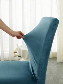 1 pièce, Housse de chaise de salle à manger en velours bleu-vert élégante - Douce, lavable, élastique et ajustée. Convient pour la maison, le restaurant, les banquets. Mélange de polyester lavable en machine, sans motif imprimé. Housse de chaise, housse de chaise de banquet ; Housse en velours bleu-vert ; Housse de chaise élastique et ajustée, chaise de salle à manger en velours, convient pour Noël et d'autres festivals multiples - Lac bleu - Voir 8