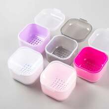 Caja de almacenamiento de herramientas de uñas con filtro de doble capa cuadrada, contenedor de limpieza de cepillos de manicura - Morado - Ver 5