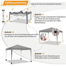 Folding Gazebo 3x3m Pop-Up Gazebo Garden Tent Garden Gazebo Party Tent UV Protection 50+ Waterproof, Including Bag, 4 Sandbags