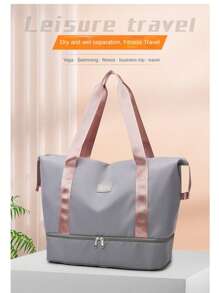 Bolsa de viagem listrada portátil de grande capacidade, bolsa feminina, que pode ser equipada com uma mala, personalizada e leve