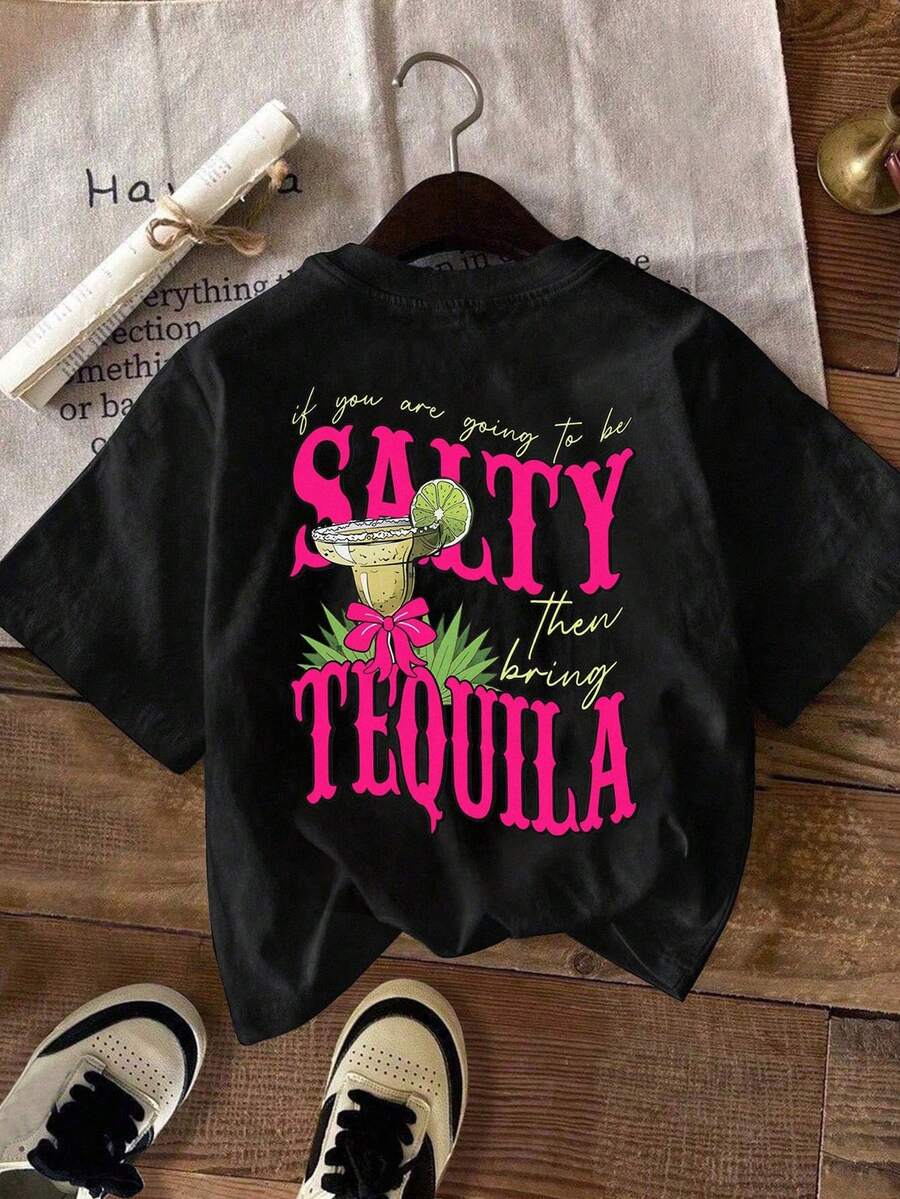 Plus Size Women's Round Neck Casual Short Sleeve T-Shirt, Fashionable For Summer - Black - View 1