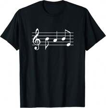 Camiseta con texto "Music Babe" en clave de sol y notas musicales - Negro - Ver 1