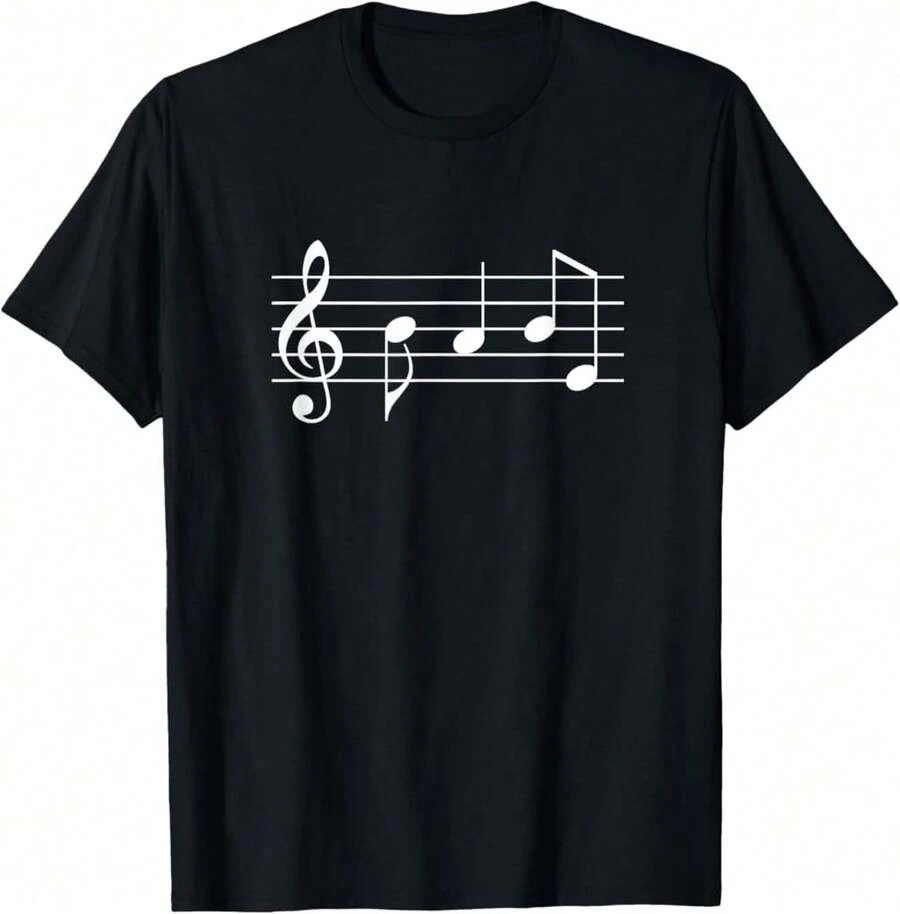 Camiseta con texto "Music Babe" en clave de sol y notas musicales - Negro - Ver 1