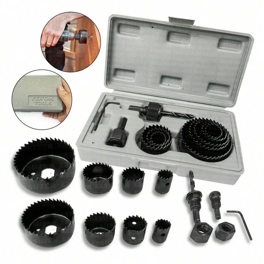 11 PCS Hole Saw Kit Cutting Drilling Tools Set Wood Metal Cutter 19-64mm - Multicolor - View 1