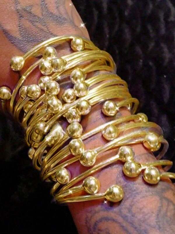 5/10 stuks Retro Boho dikke armbanden, 10 mm zilveren armbanden met bolletjes, Boho stapelarmbanden, handgemaakte zilveren armbanden voor vrouwen, dagelijkse feestsieraden en cadeaus