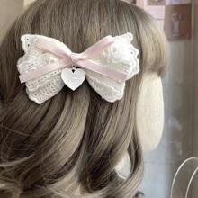 1pc/2pcs Set White Lace Bow Hair Clip, Side Clip, Lolita Duck Mouth Clip, Hair Accessory Claw Clips Hair Claws Hair Barrettes