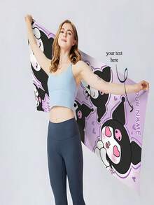 1pc Personalized Sanrio Kuromi Theme Oversized Soft Microfiber Quick Dry Bath Towel, Highly Absorbent, Modern Style, For Bathroom, Pool, Beach, Home & Kitchen Decor (Customized Name Available) Beach Essentials Back To School Shower Towels For Beaty Salon, Hotel Sports,Home Essentials, Towel, Skin Care