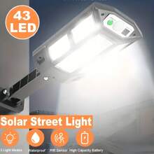 1 Peça Luminária de Parede LED com Sensor de Movimento Alimentada por Energia Solar, Prova d'água IP65, 3 Modos de Iluminação, Controle Remoto, Ângulo Ajustável, Lâmpada de Segurança Plástica para Jardim, Área Externa, Caminho, Entrada