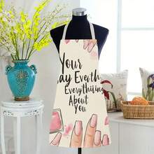 1pc Style - Speak Nail Art Apron 3D Pattern Linen Apron For Home Cooking, Kitchen Wear, And Cooking Enthusiasts - Multicolor - View 4