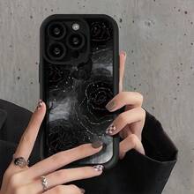 This Elegant Phone Case Features A Black Rose Design With Silvery Accents And Is Compatible With Various  Models, Including The 16 Pro Max, 16 Plus, 16 Pro, 16, 15 Pro Max, 15 Plus, 15 Pro, 15, 14 Pro Max, 14 Plus, 14 Pro, 14, 13 Pro Max, 13 Pro, 13, 12 Pro Max, 12 Pro, 12, 11 Pro Max, 11 Pro, 11, XR, XS Max, XS, X, 7, And 8 Plus. It Provides Shock Protection And Is Essential For Apple Device Owners.,Suitable For 17 Air - Svart - Visa 6