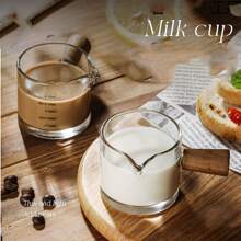 4pcs/2pcs/1pc 100ml Mini Graduated Scald-Proof Handle Cup, Espresso Cup, Milk Cup, Sauce Cup, Precise Measuring Cup, Compact & Cute, Convenient & Practical, Tea Cup, Thick Glass, Durable, Household Essential
