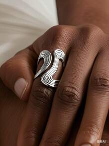 1pc 18K Gold Plated Stainless Steel Chunky Jewelry Ring, Gift Item