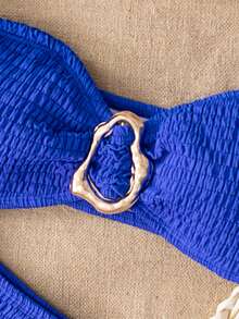 Vacation Beach Blue Crochet Bikini Set - Royal Blue - View 5