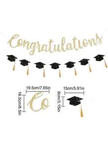 1pc Congratulations Party Banners Graduation Theme Party Decor Hanging Flag - Multicolor - View 2