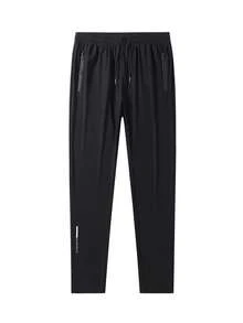 Pantalon casual et d'affaires pour hommes 3/4, avec poches zippées. Mélange de nylon léger, jambe droite, convient pour le golf et les tenues casual, pantalon de sport pour golf - Noir - Voir 1