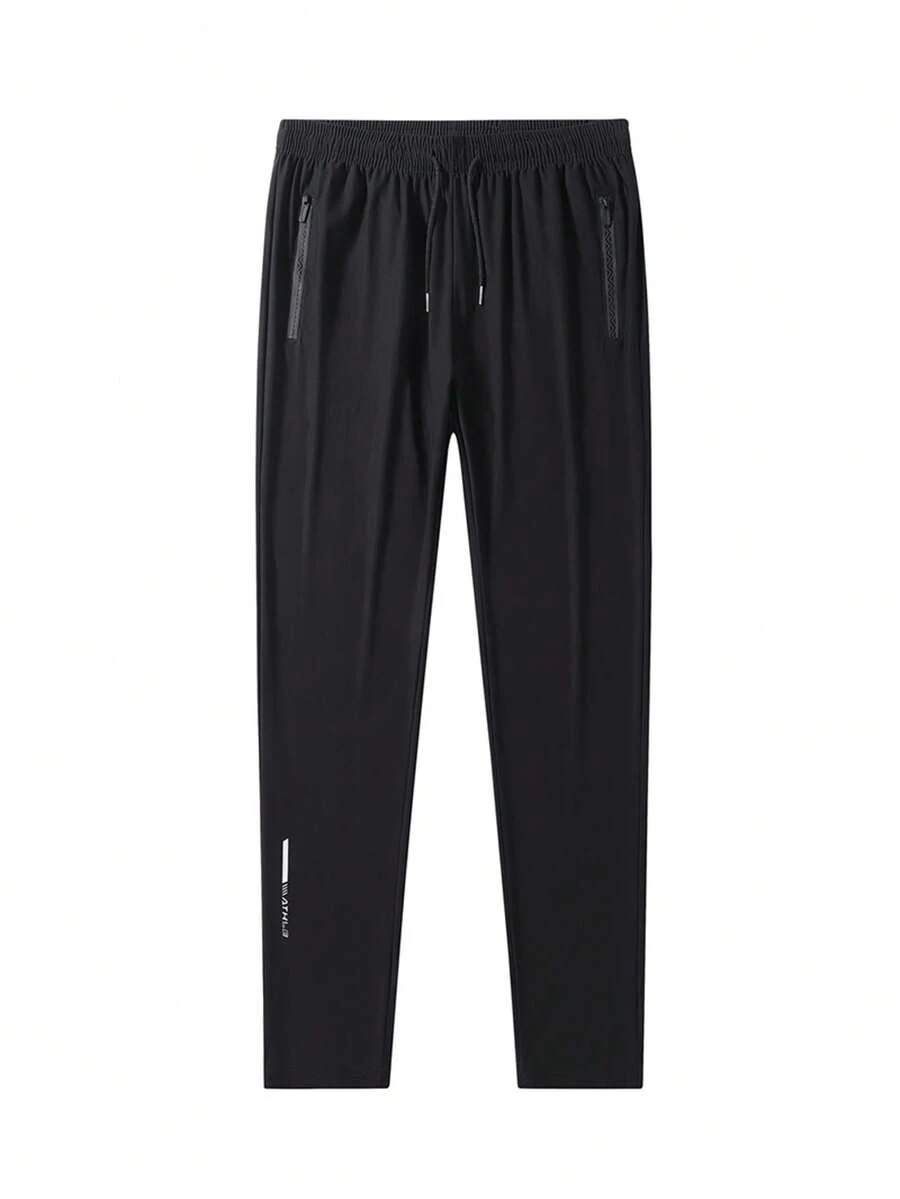 Pantalon casual et d'affaires pour hommes 3/4, avec poches zippées. Mélange de nylon léger, jambe droite, convient pour le golf et les tenues casual, pantalon de sport pour golf - Noir - Voir 1