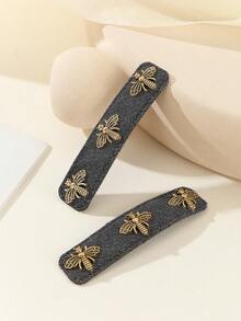 2 件/4 件蜜蜂形牛仔发夹，甜美可爱侧刘海发夹，日常和节日佩戴爪夹发夹发夹 - 彩色 - 查看 2