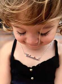 1PC Personalized Children Boys And Girls Simple DIY Name Stainless Steel Necklace, Fashionable Personalized Simple Cursive Alphabet Font Stainless Steel Five-Pointed Star Choker Necklace, Birthday Jewelry Family Holiday Gift For Mother On Mother Day Silver,Customized For Delicate Gift For Kids, Baby Shower,Back To School Winter Gift Ideas Boy Girl Valentine's Da(Complimentary Beautifully Packaged Gift Box)