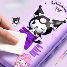 Sanrio صندوق قرطاسية كبير السعة من سانريو كورومي هيلو كيتي سيناموريل وردي أزرق بنفسجي، علبة أقلام، حقيبة تخزين مقاومة للسقوط، حلوة وإبداعية، هدايا للسيدات الشابات والطالبات لمناسبات مثل عيد الميلاد والسنة الجديدة