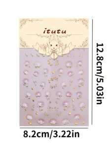 1Pc Gradient Floral Nail Stickers Acrylic Sliders Golden Pink Blossoms Flowers 5D Embossed Nail Slider Decals Self-Adhesive Nail Art Supplies Manicure Decor