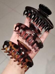 3pcs Vintage Hair Clips Set, Versatile Geometric Hollow Out Tortoiseshell Leopard Print Hair Claw Clips, Large Leopard Shower Hair Clips Hair Jaw Clip Hair Clamps Hair Clutch Hair Catcher Clip - Multicolor - View 2