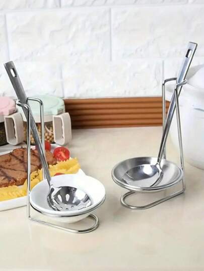 1pc Stainless Steel Kitchen Organizer - Vertical Spoon & Bowl Holder, Cooking Utensil Stand For Home Storage