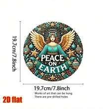 Placa de metal con impresión plana 2D "Ángel de la Paz en la Tierra, decoración navideña", cartel divertido, adecuado para decoración de pared exterior, calle, patio, garaje, hogar, cafetería, bar, club, tapa de alcantarilla, granja, jardín, tienda, restaurante, arte de pared, pintura de metal en lata, arte de logotipo - Azul - Ver 3